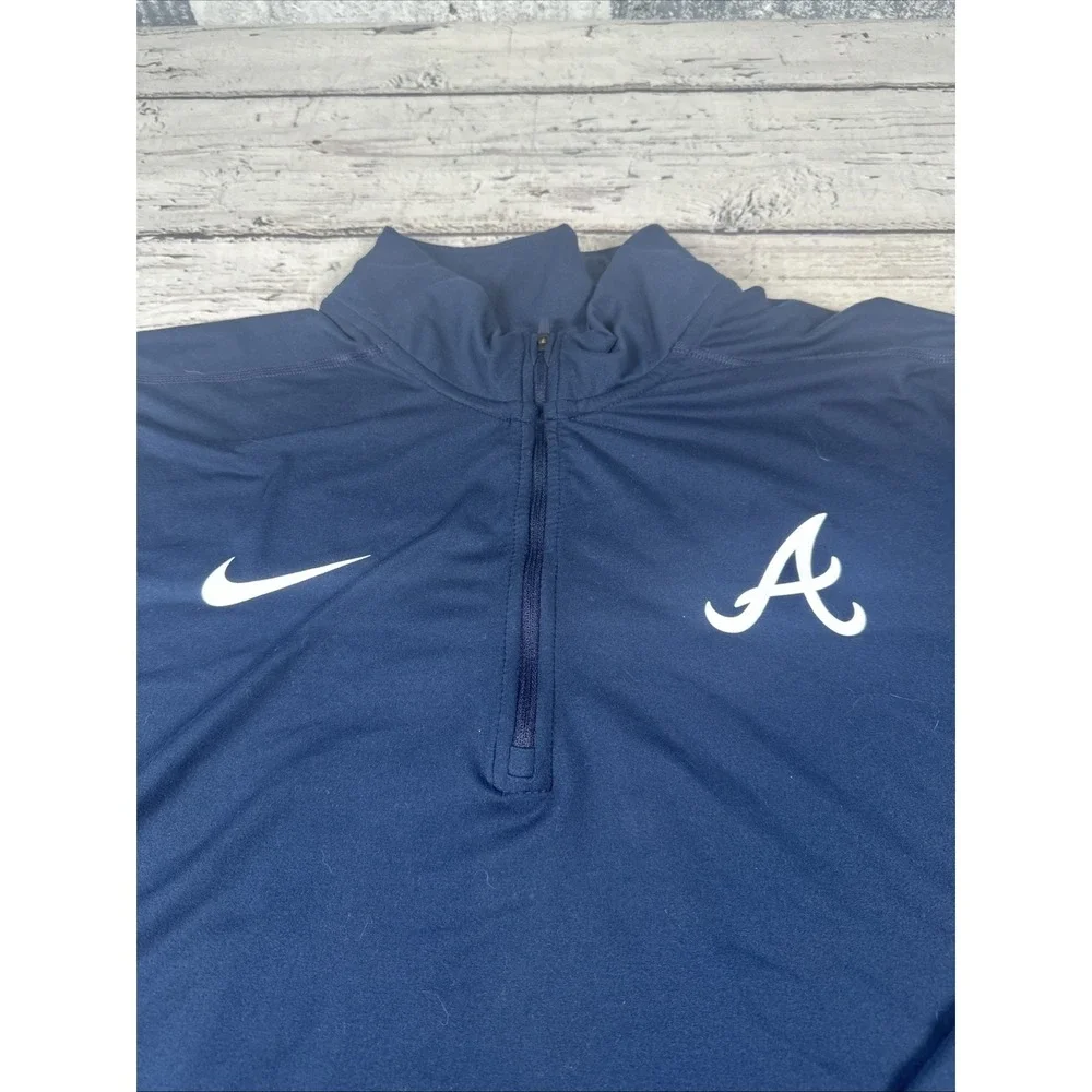 Nike Dri-FIT Atlanta Braves MLB Blue 1/4-Zip Pullover, Size 2XL